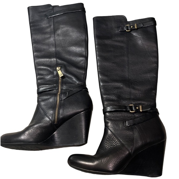 Coach Leather Tall Wedge Boots - Picture 3 of 10